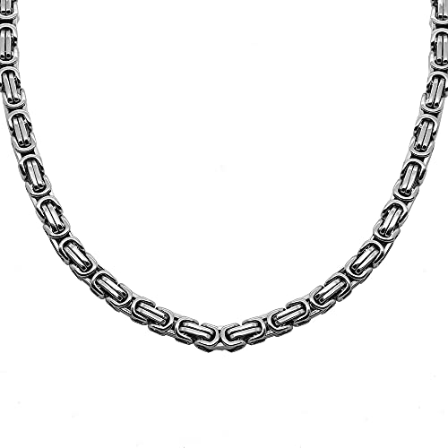 tumundo Königskette Halskette Herren Edelstahl-Kette Silbern Kette Panzerkette Armband Herren-schmuck, Größe:Ø 6mm - 70 cm