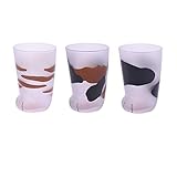 Katzenpfoten Glas Tasse,Cat Paw Milk Mug,Niedlicher Katzen-Fuß-Klauen-Druck Kaffee Becher,Present Tassen, Paare Trinkgläser (A+B+C)