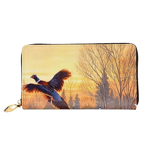 TRESILA Geldbörse Frauen Lange Leder Reißverschluss Geldbörse Telefon Kartenhalter Caseclutch Geldbörse Münze Organizer Brieftasche - Flugzeug Sonnenuntergang, Fasanenfänger für Hunde, Einheitsgröße