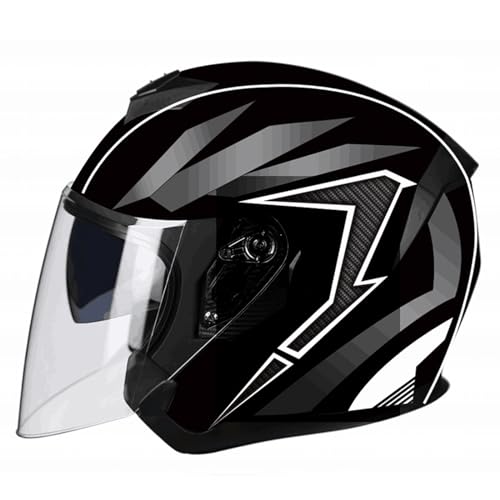 Motorrad-Halbhelm, Open-Face-Scooter-Helm, Open-Face-Motorradhelm für Erwachsene mit Doppelvisier, Motorrad-Jet-Helm, Motocross-Helme, DOT/ECE-Zulassung B,L=56-58CM