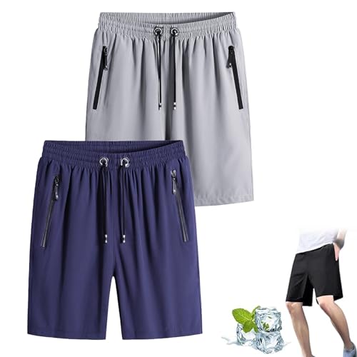 DAGMARA Herren-Shorts aus Eisseide in Übergröße, Stretch, schnell trocknend, leicht, für Fitnessstudio, Eisseide, Strandshorts (B+C,8XL)