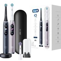 Oral-B iO 9 Doppelpack Elektrische Zahnbürste/Electric Toothbrush mit revolutionärer Magnet-Technologie, 7 Putzmodi, 3D-Analyse, Farbdisplay, 3 Aufsteckbürsten & Lade-Reiseetui, black onyx/rose quartz