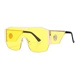 QFSLR Retro Big Frame Herren Sonnenbrille 100% UV-Schutz Mode Damen Sonnenbrille,E