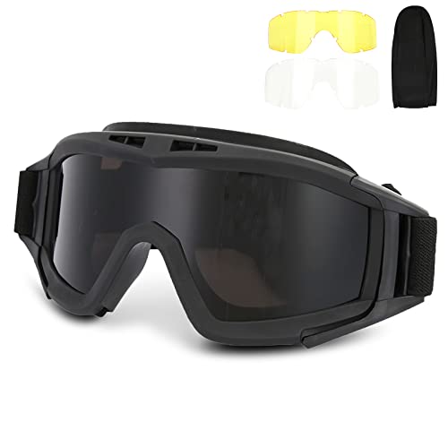 iFCOW Taktikbrille Anti-Beschlag Brille, Taktikbrille Airsoft Paintball Ski Anti-Staub Anti-Beschlag Augenschutzbrille mit Wechselglas für Fahrradfahren