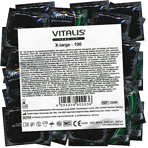 Vitalis Premium X-Large - 100 lange Kondome - 57mm nominale Breite - deutsches Qualitätsprodukt