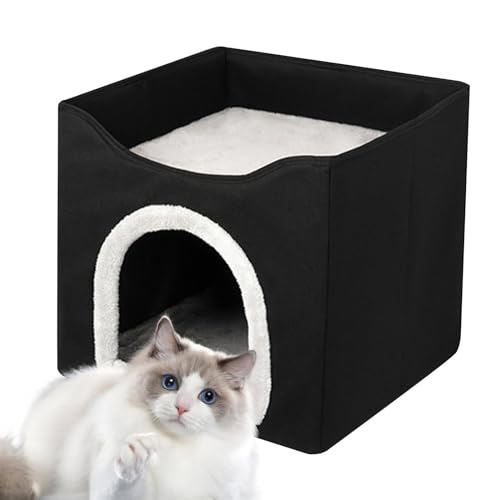 Katzenhaus - Faltbare Cat Cube Condo,Wetterfeste und isolierte doppellagige Haustierhütte, Faltbare Hunde- und Katzenbetten für Katzen, Kätzchen, Welpen Azoob