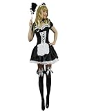 Yummy Bee - Dienstmädchen French-Maid Karneval Fasching Kostüm Damen + Echter Federstaubwedel Größe 36 - 54 (48-50)