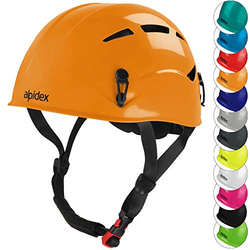 ALPIDEX Universal Kletterhelm für Herren und Damen Klettersteighelm in unterschiedlichen Farben, Farbe:Sunset orange