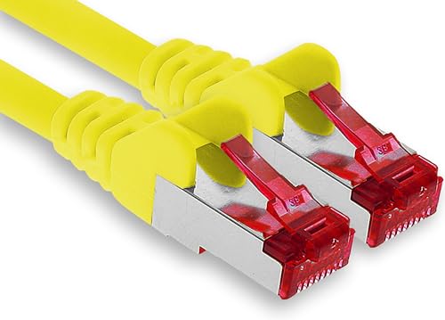 1aTTack.de Netzwerkkabel Cat 6 (50m - gelb - 1 Stück) Ethernetkabel Cat Kabel Lankabel Cat6 (SFTP PIMF) doppelt geschirmt Patchkabel Set 1000 Mbit/s Internet DSL Anschluss Router Computer
