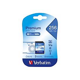 Verbatim Premium U1 SDXC-Speicherkarte Class 10 Karte - 256 GB - bis zu 90 MB/s Lesegeschwindigkeit, hohe Datenübertragungsgeschwindigkeit, 44026