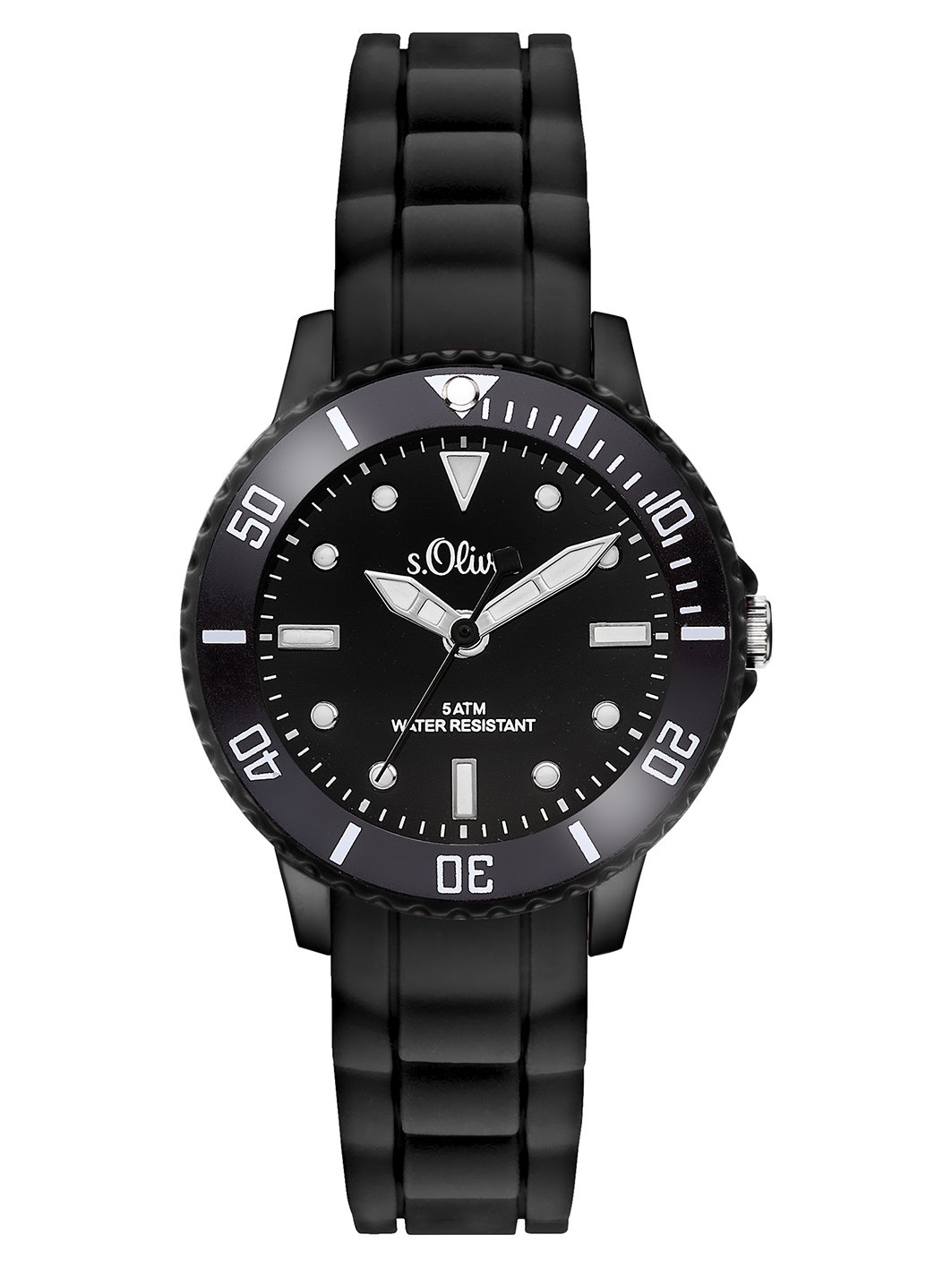 s.Oliver Damen Time Unisex Quarz Uhr mit Silikon Armband, Größe XS für Kinder- bzw, schwarz