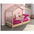 Haus Kinder Einzelbett aus Kiefer Massivholz Vorhang
