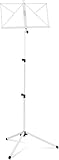 Classic Cantabile Notenständer Medium - Klappbares Notenpult für Kinder und Erwachsene - Mit Notenhalter an der Auflage - Höhenverstellbar von 65-130 cm - Gummifüße - Weiß