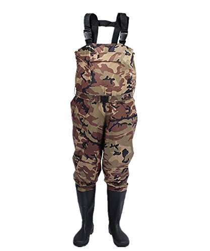 TentHome wasserdichte Wathose Nylon Anglerhose Dicke Bis Brust Watstiefel Camouflage Waders Verschleißfest Teichhose mit integrierten Stiefeln und Gürtel Gr.38-45 (39)