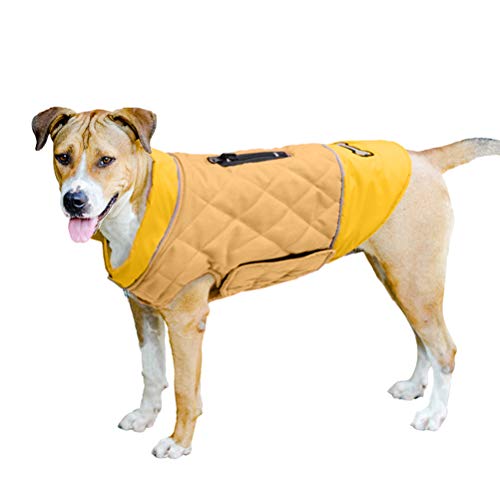 TFENG Reflective Hunde Dog Jacket Wendehundemantel Warm Gepolsterte Puffer Hundeweste Puppy Jacket (Gelb, M)