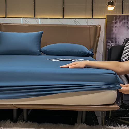 Luxuriöses Spannbettlaken für Doppelbetten, weiche 100% Baumwolle, elastisches Unterlaken auf Doppelbettmatratze bis zu tiefen Ecken, 180 x 200 cm + 30 cm