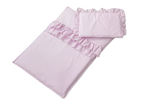 Nordville Set Bettwäsche aus Baumwolle Kinderwagen Kissen + Decke, 100 x 135 + 40 x 60, rosa Kinder