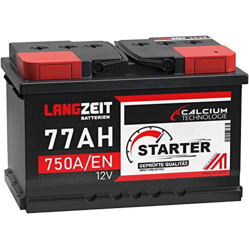 LANGZEIT Autobatterie 12V 77AH 750A/EN statt 70Ah 72Ah 74Ah 75Ah Starter Batterie