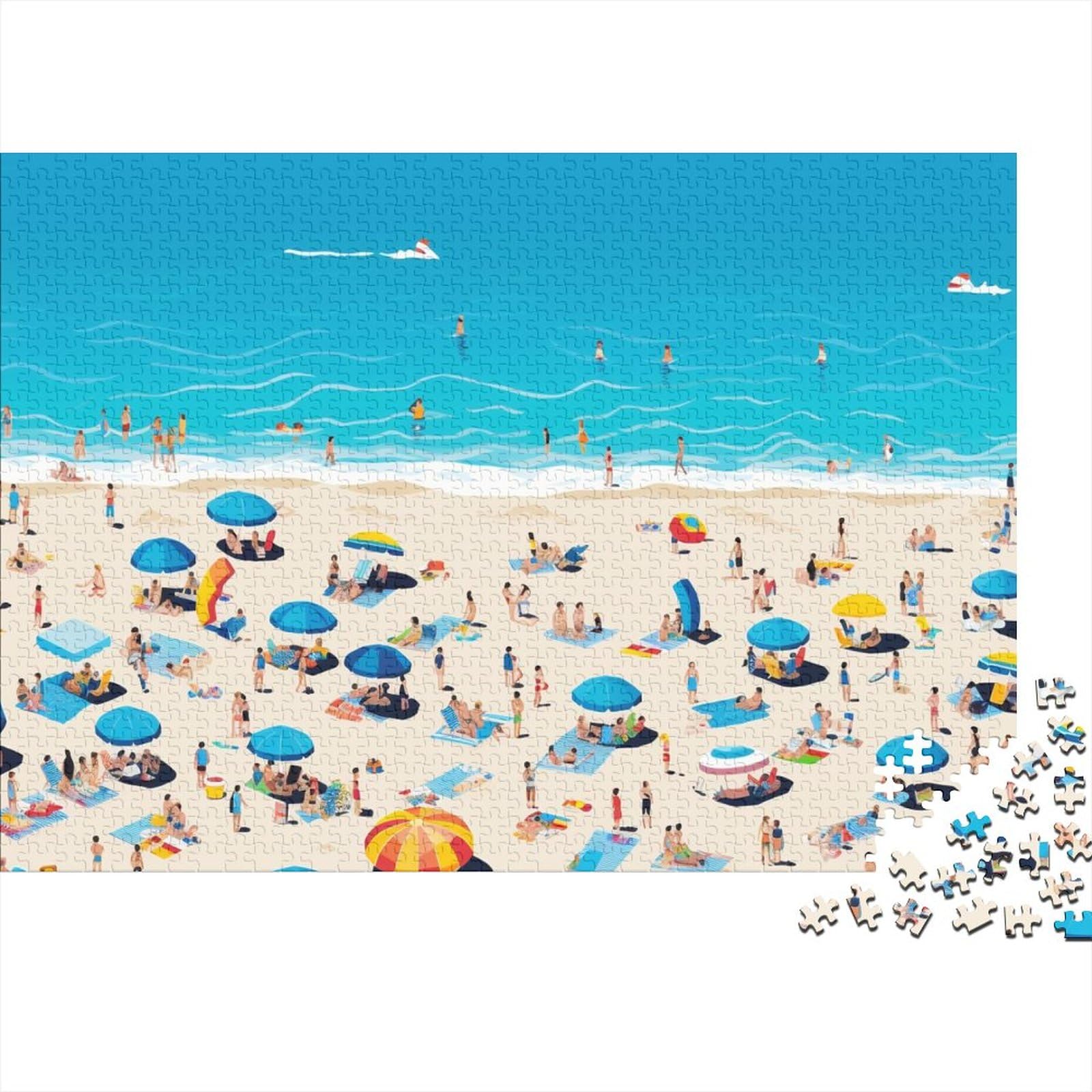 Cartoon-Strand-Puzzle, 1000 Teile, lustiges Spielzeug für Erwachsene, intellektuelles Spiel, Spielzeug, Bildungsspiel, hochwertig und langlebig, 1000 Stück (75 x 50 cm)