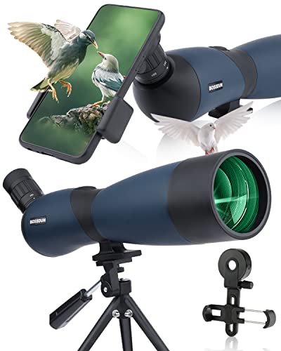 25-75x70 HD Spektiv Sportschützen mit Stativ- und Smartphone-Adapter, Zoom Bak4 Prism FMC Lens 45-Grad-abgewinkelte Teleskop für Vogelbeobachtung Wildlife Scenery Jagd Wildtiere Stargazing (GREENA)