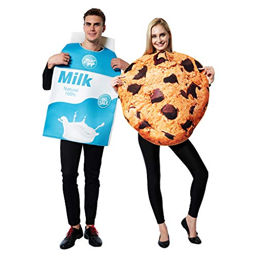 EraSpooky Unisex Milch & Keks Biskuit Kostüm Faschingskostüme Einteiler Halloween Party Karneval Fastnacht Kleid für Erwachsene Damen Herren