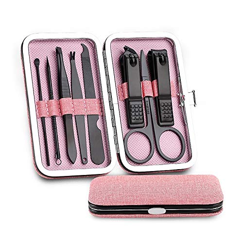 Nagelknipser-Set 8 stücke Edelstahl Nagel Clippers Set Professionelle Schere Anzug Box Trimmer Pflege Maniküre Cutter Kits for Nagel Werkzeuge Maniküre-Set (Color : Pink)