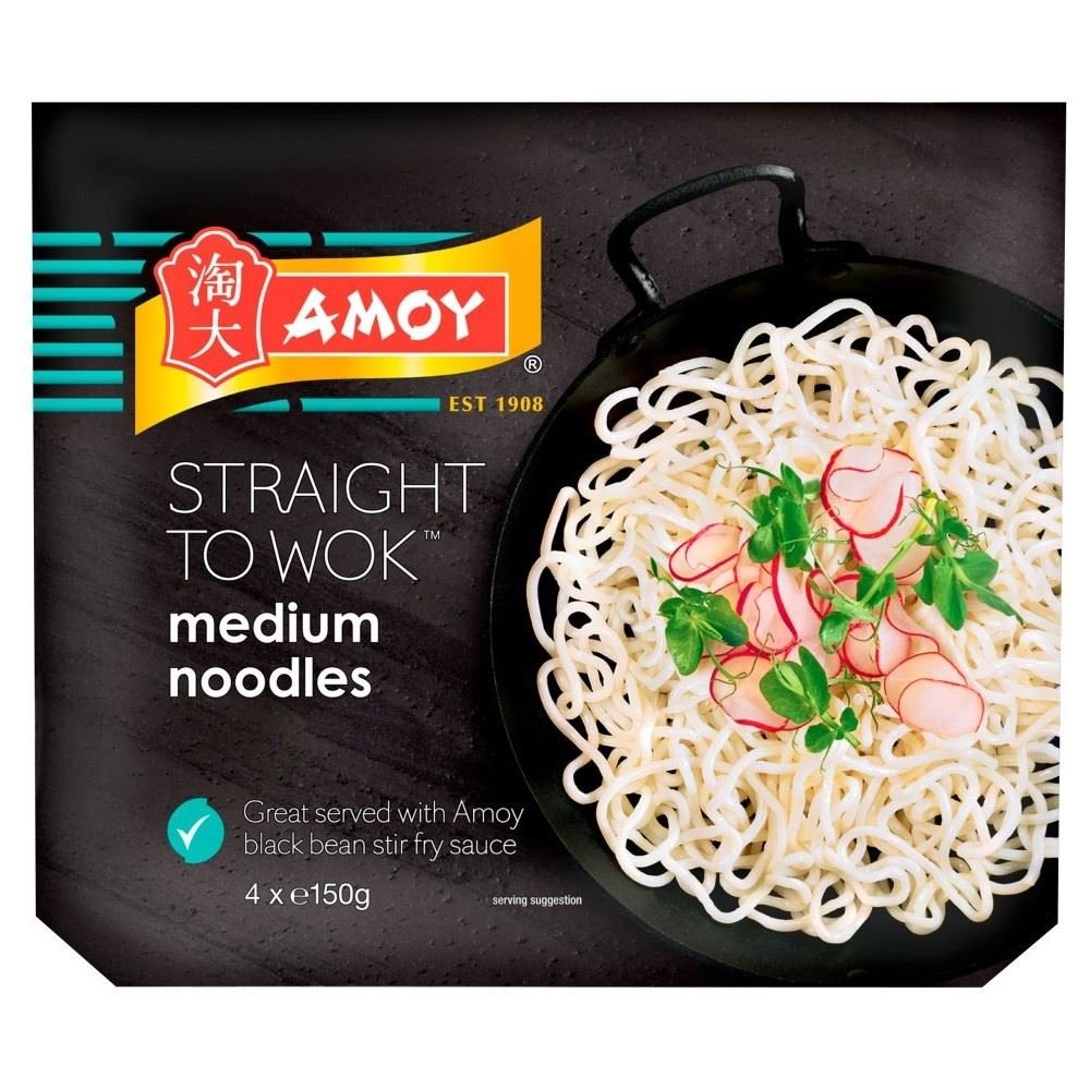 Amoy Straight to Medium Wok Noodles (4 pro Packung - 600g) - Packung mit 6