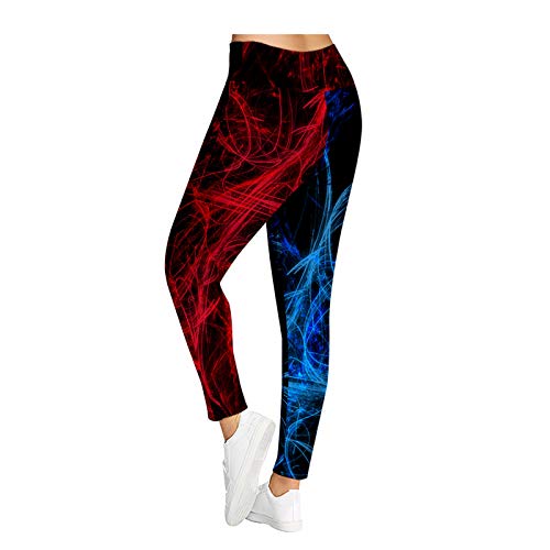 Damen Lange Yogahose Sport Leggings Laufhose Hohe Taille Workout Hose Stretch Printed Fitness Leggings 002-XS