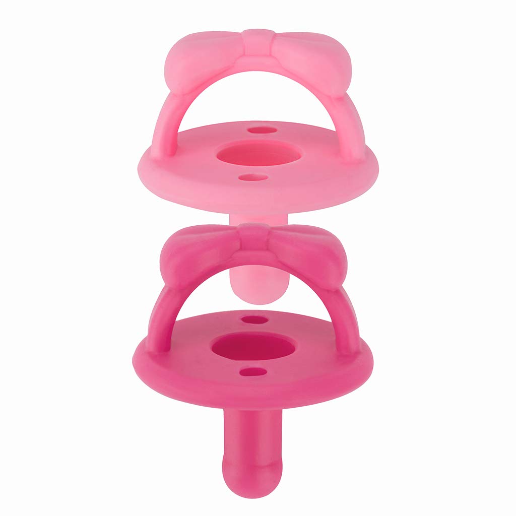 Itzy Ritzy, Sweetie Soother, Food Grade Silicone Pacifiers, 0+ Months, Cotton Candy Watermelon Bow, 2 Pacifiers