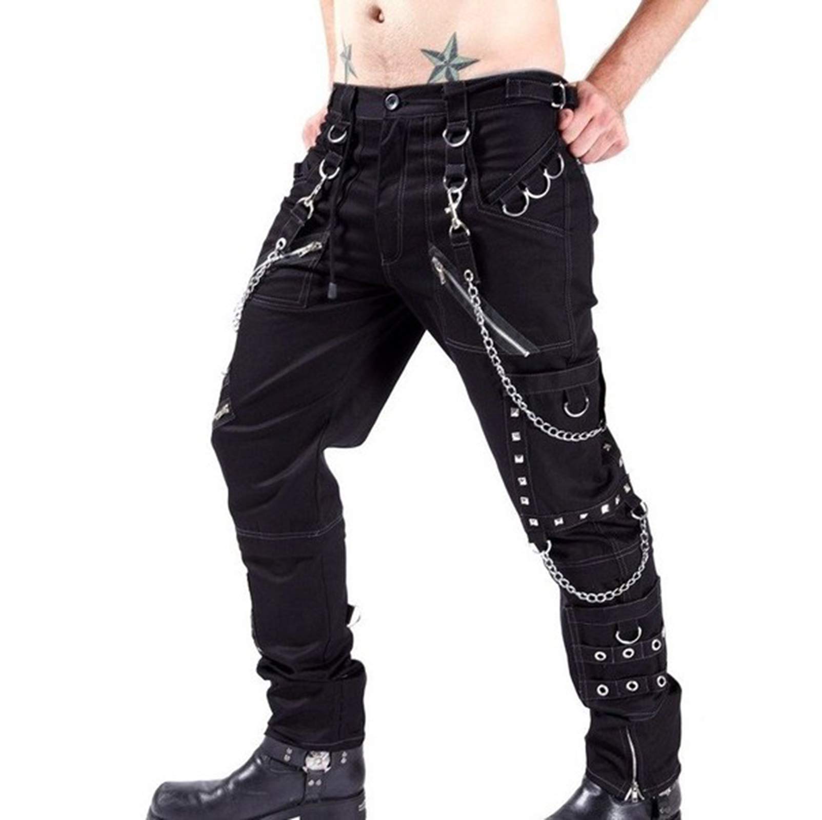 Herren Gothic Hose Punk Rock Hose Persönlichkeit Öse Dekoration Streetwear Casual Cargo Hose