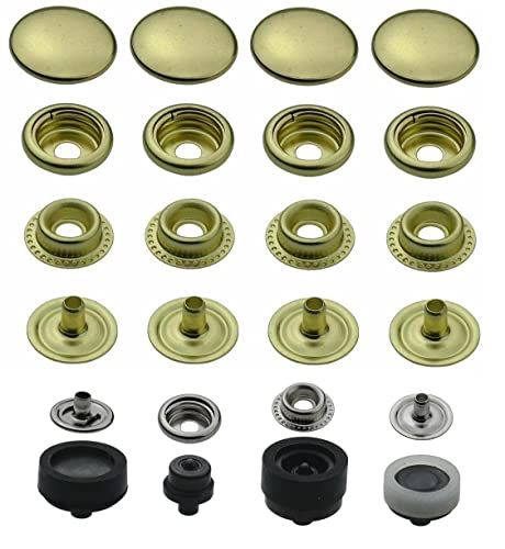 Ringfeder Druckknöpfe + passendes ISTA TOOLS Werkzeug kompatibel mit Prym Vario-Zange, Snaps Buttons Metallknöpfe rostfreie Knöpfe Ringfederverschluss (20 Stück - 15 mm)