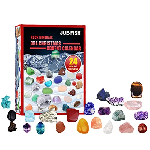 spier 2021 Christmas Advent Rock Collection Countdown Calendar Science Toys, Mineral Rock Fossile Blind Box Kalender mit Grabset für Kinder- und Geologie-Enthusiasten