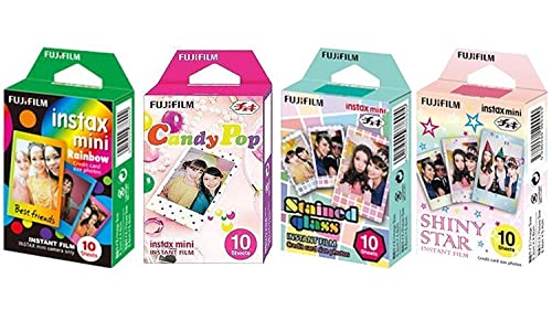 Fujifilm Instax Mini Instant Film Rainbow & Staind Glass & Candy Pop & SHINY STAR Film-10 Blätter X 4 ausgewählten Value Set