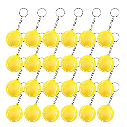 Qeunrtiy 24 Stück Schlüsselanhänger Tennisball, Mini-Schlüsselanhänger, Anti-Stress-Ball, für Jungen, Mädchen, Kinder