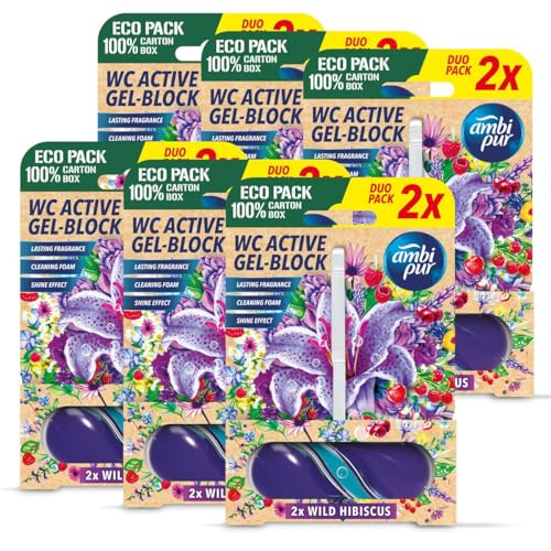 Ambi Pur WC Active Gel-Block 2x45g Wild Hibiskus - WC Duft (6er Pack)