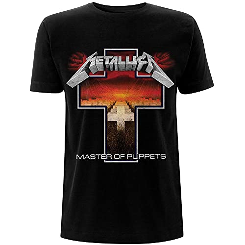 Metallica Herren Master of Puppets Cross_Men_bl_ts:1xl T-Shirt, Schwarz (Black Black), X-Large
