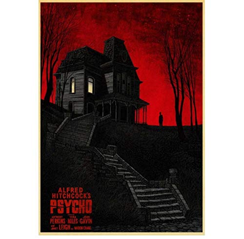 ZOEOPR Poster Alfred Hitchcocks Psycho-Poster Klassisches Filmplakat Retro-Poster Kunst Wandbilder für Wohnzimmer Wohnkultur 50 * 70 cm ohne Rahmen
