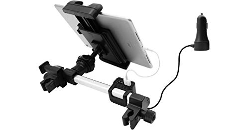 Macally HRMOUNTPRO4UAC, Kopfstützen Autohalterung mit USB Ladegerät für alle iPad & Tablet PCs bis 25 cm Breite, kompatibel zu 12,9" iPad Pro