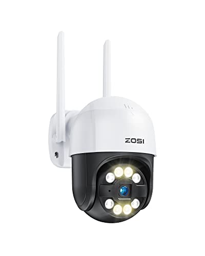 ZOSI 2K PTZ Überwachungskamera Aussen, 355°/140° Schwenkbar 3MP WLAN IP Kamera, Farbnachtsicht, KI Erkennung, Zwei-Wege-Audio