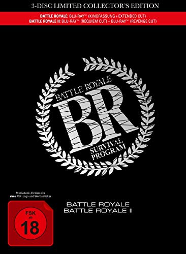 Battle Royale / Battle Royale II (Limited Collector's Edition Mediabook, 3 Discs) [Blu-ray]