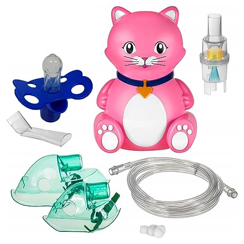 Maclean PR-816 Inhalator Inhaliergerät Set für Kinder und Erwachsene Vernebler Inhalation (Katze) inkl. Schnuller für Kinder