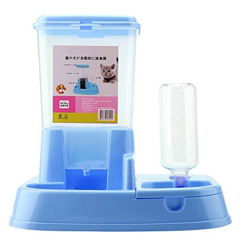 SunshineFace Automatische Tierfütterung Abnehmbarer Futterautomat Wasserflasche Katzen Hunde Fütterungswerkzeug Blau