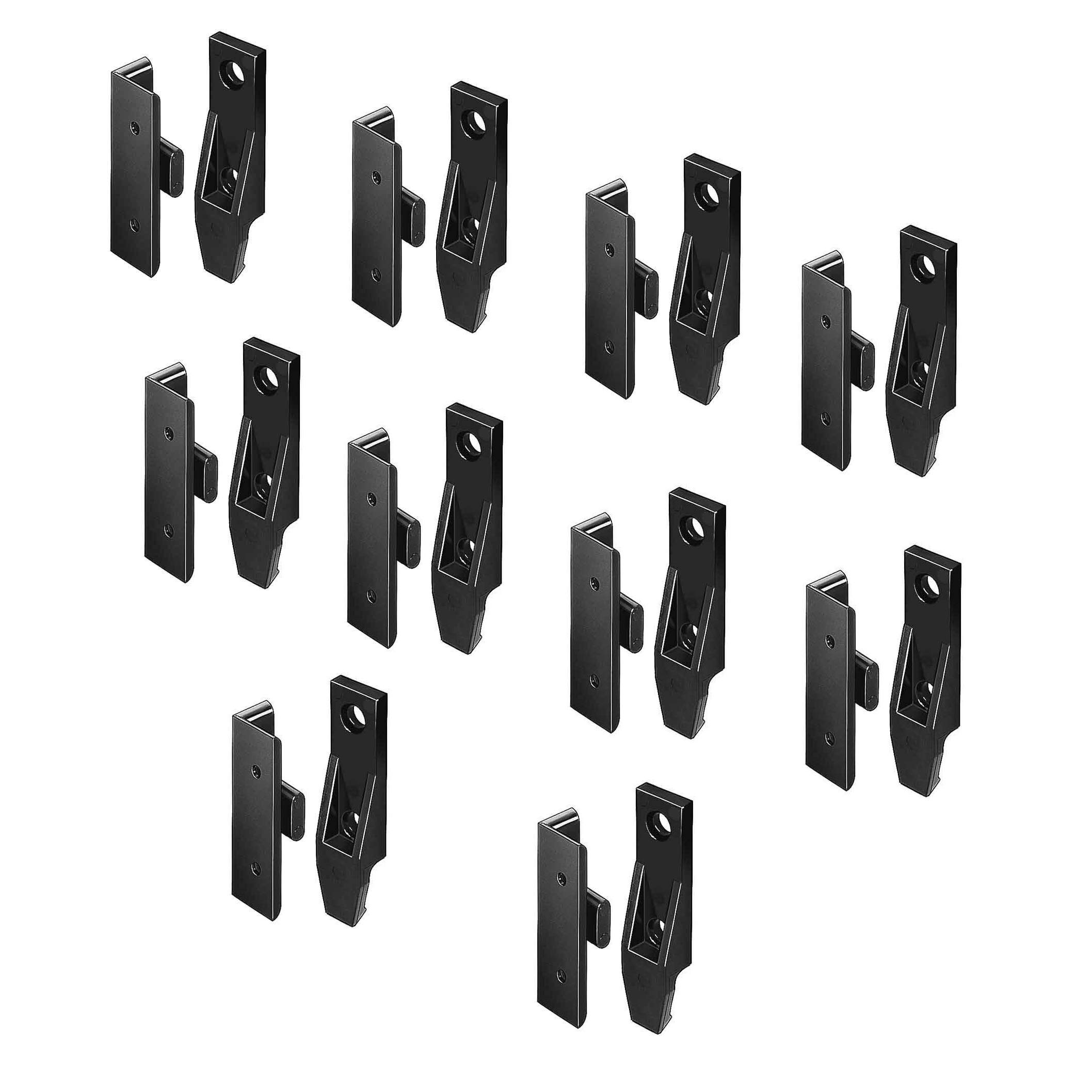 Gedotec Einhängebeschlag Keku AD 15 Platten- und Winkelteil | Einhänge-Verbinder zum Schrauben | Möbelverbinder Kunststoff schwarz | Korpusverbinder für häufig auszuhängende Paneele | 20 Set