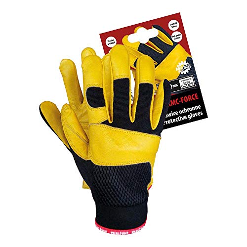 Reis RMC-FORCE10 Mechanics Gloves Schutzhandschuhe, Schwarz-Gelb, 10 Größe, 12 Stück