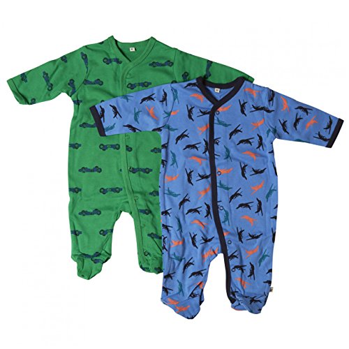Pippi 2er Pack Baby Jungen Schlafstrampler mit Aufdruck, Langarm mit Füßen, Alter 18-24 Monate, Größe: 92, Farbe: Dunkelblau, 3821