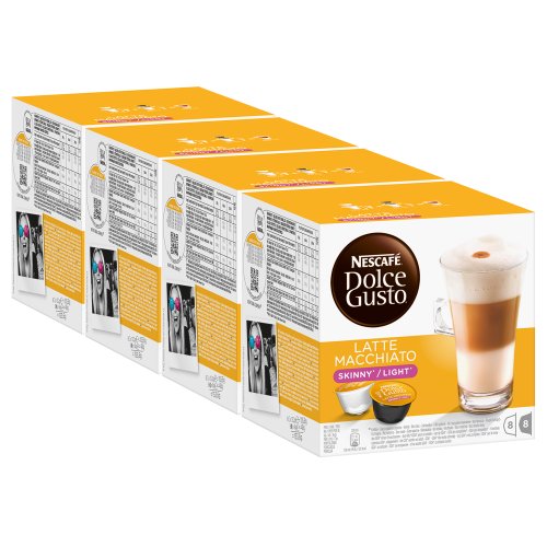Nescafé Dolce Gusto Latte Macchiato Light, weniger Kalorien, Kaffee, Kaffeekapsel, 4er Pack, 4 x 16 Kapseln (32 Portionen)