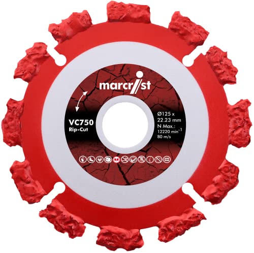 Marcrist Hartmetall-Trennscheibe VC750 Rip-Cut 125 mm x 22,23 geräuschreduziert für Holz, Kunststoff und Bitumen 2360.0125.22