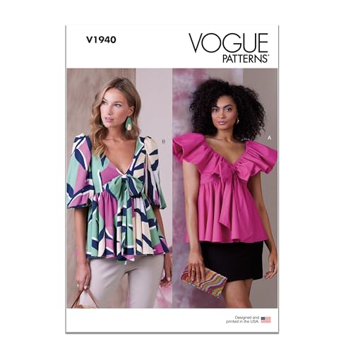 Vogue Patterns V1940A5 Damen-Tops A5 (34-36-38-40)