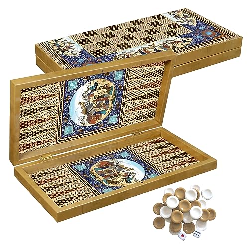 Deluxe Holz Backgammon Set Esfahan im Format 28,5 x 28 cm (S)