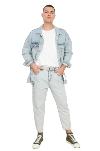Trendyol Men's Herren Mittlerer Bund Jeans, Blue, 32